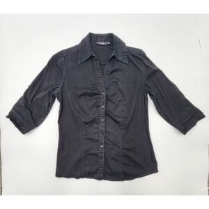 WOMENS APT 9 BUTTON UP BLACK SHIRT‎ 3/4 SLEEVE